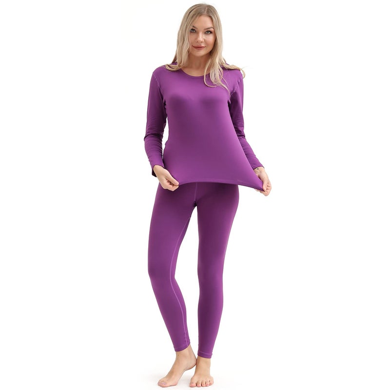 PISIQI Thermal Underwear Women Ultra-Soft Long Johns Set Base Layer Skiing Winter Warm Top & Bottom Purple - Image 4